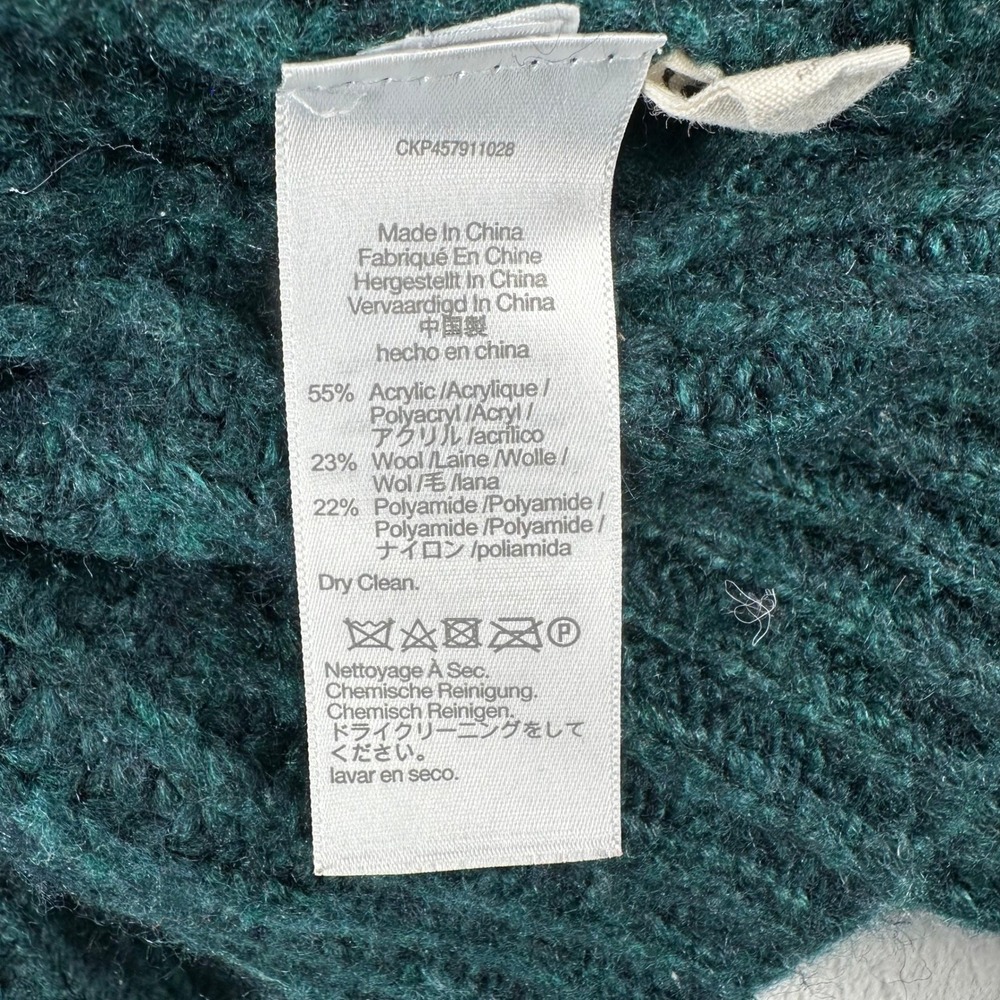 Madewell Cardigan Sweater Womens Medium Green Chunky Ribbed Knit Wool Blend - Picture 5 of 7